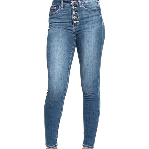 Judy Blue High Rise Button Fly Skinny Fit Cotton Casual Comfortable Jeans - Picture 1 of 11